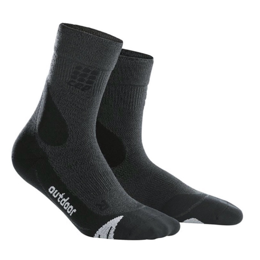 CEP HIKING MERINO WOOL BLEND MID CUT COMPRESSION SOCKS MEN Medium Black Gray NEW